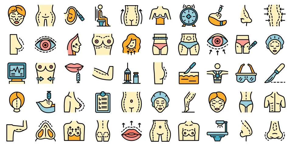 Body correction icons set vector flat Stock Illustration