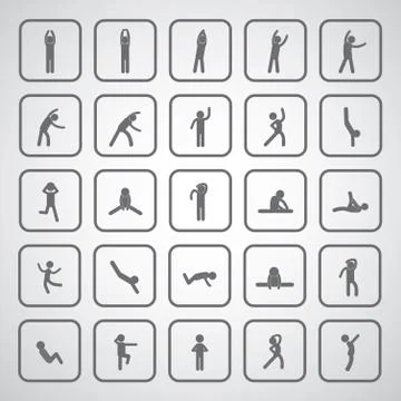 Body exercise stick figure icon Stock Illustration