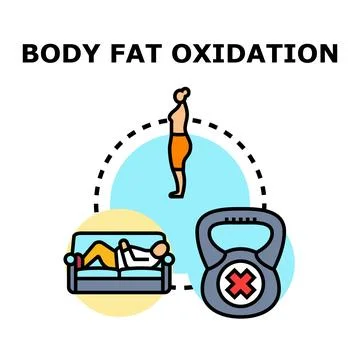 Body fat oxidation process requiring physical activity not rest Stock Illustration