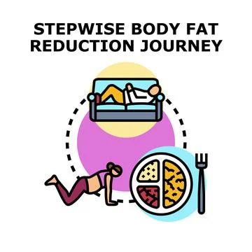 Body fat reduction journey through balanced lifestyle changes Stock Illustration