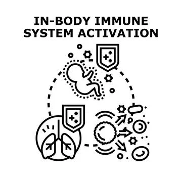 In body immune system activation illustrating body protection Illustrazione stock