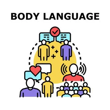 Body language communication understanding, nonverbal expression, public spe.. Stock Illustration