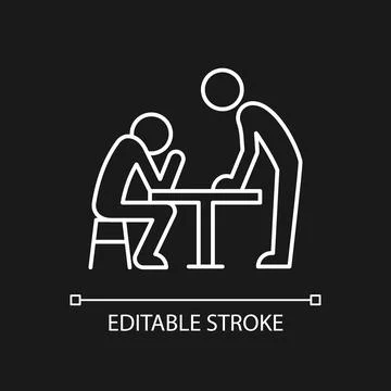 Body language white linear icon for dark theme Stock Illustration