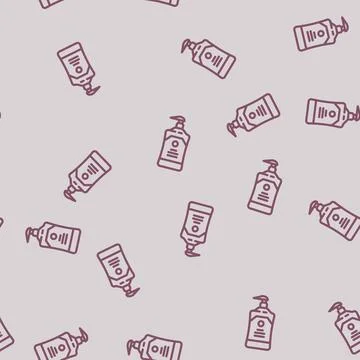 Body lotion hygiene line vector seamless pattern イラスト素材