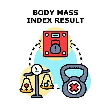 Body mass index analyzing result concept vector Ilustración de archivo