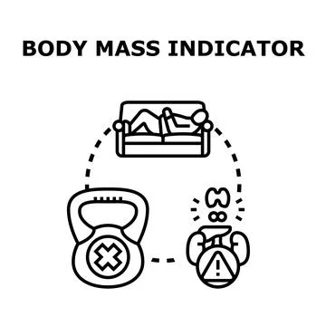 Body mass indicator concept linking health issues with inactivity Stock Illustration