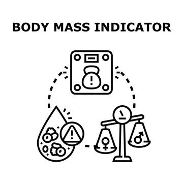 Body mass indicator concept showing health parameters and risk factors Stock Illustration