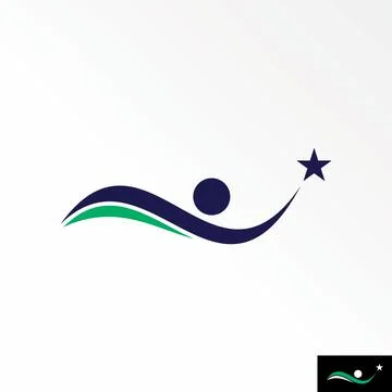 Body or human move or dance with hold star image graphic Stock Illustration