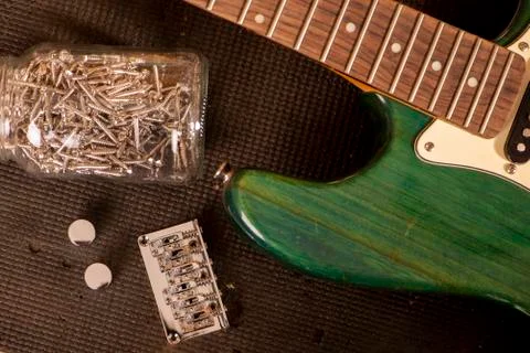 Body part of a guitar and some parts Stock Photos