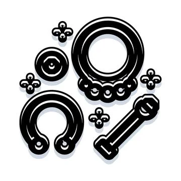 Body piercing jewelry flat vector illustration 库存插图