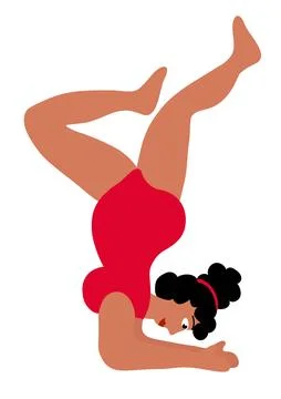 Body positive concept. Black plus size Woman standing in pose yoga Stock Illustration
