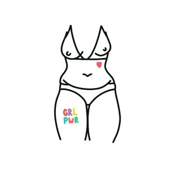 Body positive doodle icon, vector line illustration Stock Illustration