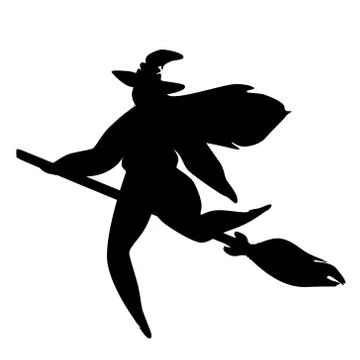 Body positive plus size witch is flying on the broom. Stock Illustration