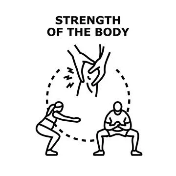 Body strength training preventing joint knee pain Stock Illustration