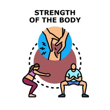 Body strength training preventing joint knee pain Stock Illustration