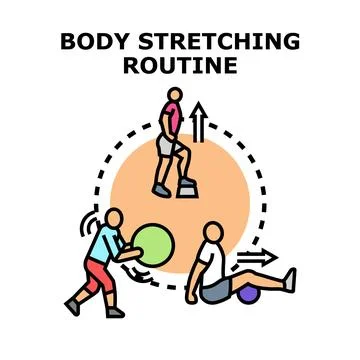 Body stretching routine exercise workout concept Stock Illustration