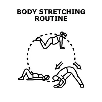 Body stretching routine performing exercise for flexibility Stock Illustration