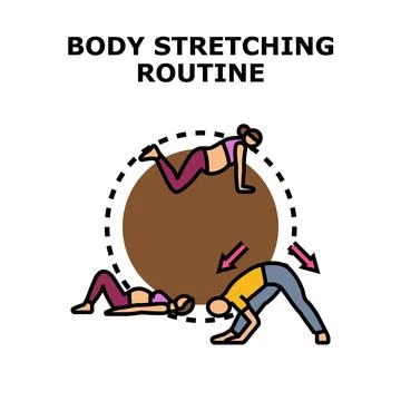 Body stretching routine performing exercise for flexibility Stock Illustration