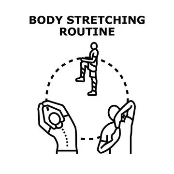 Body stretching routine performing exercises for health Stock-Illustration