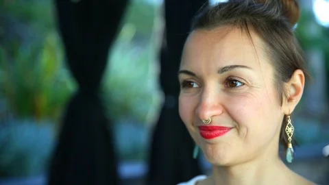 Body tapping massage. Beaming appealing blonde-haired woman with doing Body Stock-Footage 102162799