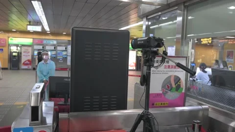 Body temperature camera / Covid 19 Taipei, Taiwan.  Stock Footage 157326796