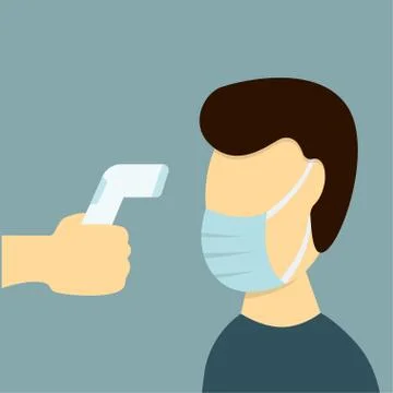 Body Temperature Check during Covid-19 Outbreak Vector Illustration Stock Illustration