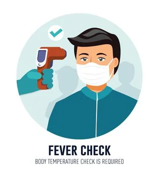 Body temperature checking poster Vector illustration Stock Illustration