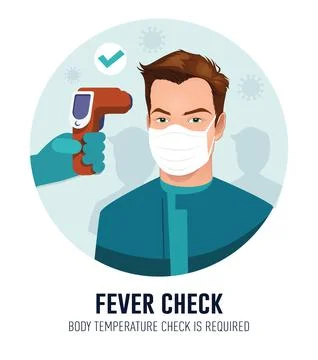 Body temperature checking poster Vector illustration Stock Illustration