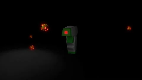 Body temperature measuring tool and virus floating in the air Stock Footage 139925735