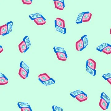 Body temperature patch wearable isometric icon seamless pattern Illustrazione stock