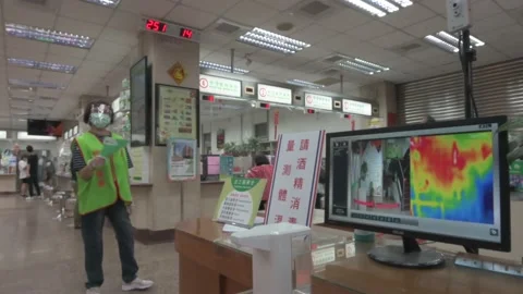 Body temperature scanner / Covid 19 out break Taiwan. Stock-Footage 157322951