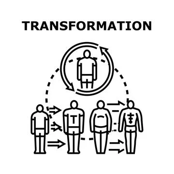 Body transformation process, weight loss and gain concept Ilustración de archivo