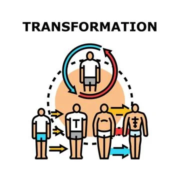 Body transformation process, weight loss and gain concept Ilustración de archivo