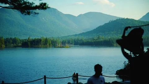 A body of water with a mountain in the background Stock Footage 155583516
