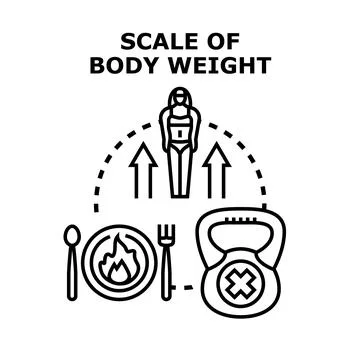 Body weight changes concept with food and workout Stock Illustration