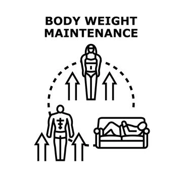 Body weight maintenance concept with active and passive lifestyles Ilustración de archivo