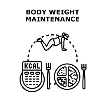 Body weight maintenance concept with exercise and nutrition Stock Illustration
