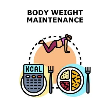 Body weight maintenance concept with exercise and nutrition 스톡 일러스트