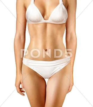 Body of woman on white background l Stock Photos