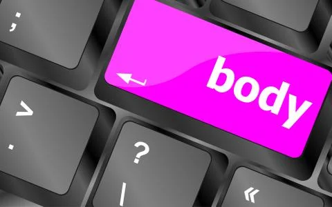 Body word on keyboard key, notebook computer button Illustrazione stock