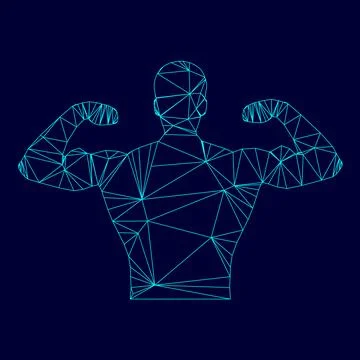 Bodyblder it is the low poly triangulation triangulated polygonal electric cy Ilustración de archivo