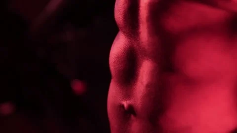 Bodybuilder abdominal muscles Stock Footage 132181804