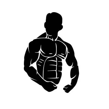 Bodybuilder with abs silhouette side angle vector illustration clip art Stock Illustration