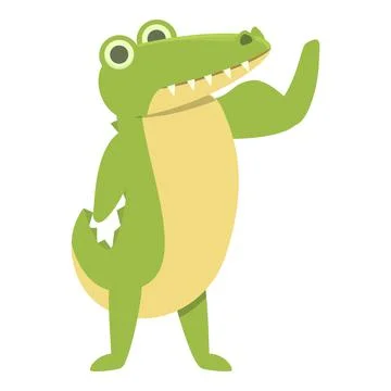 Bodybuilder alligator icon cartoon vector. Cute crocodile Stock Illustration