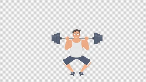 Bodybuilder. Animation of the squat exercise with a barbell. Cartoon Stock Footage 151159152