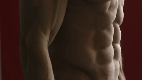 Bodybuilder athletic man workout muscles exercise in gym Video stock 127544966