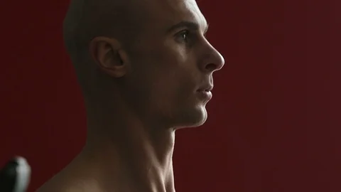Bodybuilder athletic man workout muscles exercise in gym Video stock 127545186
