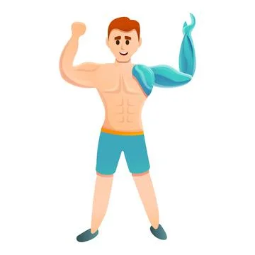 Bodybuilder bionic hand icon, cartoon style Stockillustratie