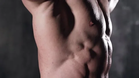 Bodybuilder in black panties Stock Footage 146690588