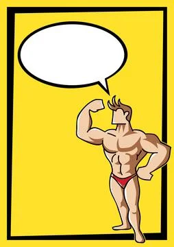 Bodybuilder with bubble text Stock Illustration